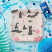 ハロウィン不気味ウィッチハットブラックキャット ペーパープレート (パーティー)