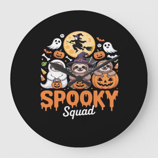 ハロウィン不気味ウィッチホラーおもしろいスロスエッセンティ ラージ壁時計 (正面)
