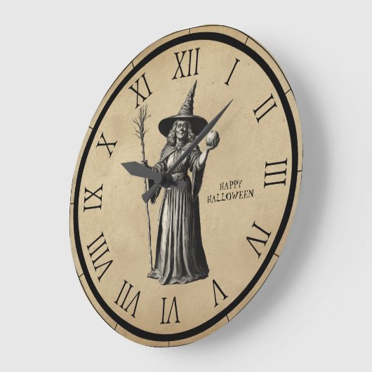 ハロウィン不気味ウィッチ満月 ラージ壁時計 (傾斜)