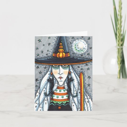 ハロウィン不気味ウィッチ黒猫ピアス空白の カード (正面)