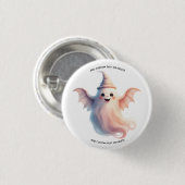 ハロウィン不気味ウィメンズTシャツ – おもしろい幽霊 缶バッジ (正面&裏面)