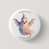 ハロウィン不気味ウィメンズTシャツ – おもしろい幽霊 缶バッジ (正面)