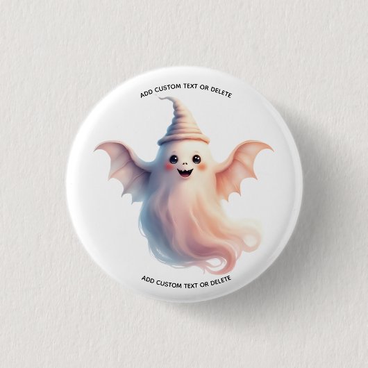 ハロウィン不気味ウィメンズTシャツ – おもしろい幽霊 缶バッジ (正面)