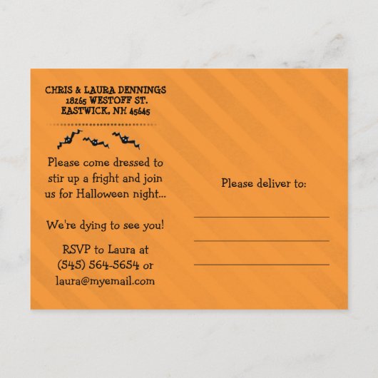 ハロウィン不気味カクテルハガキ招待状 インビテーションポストカード (裏面)