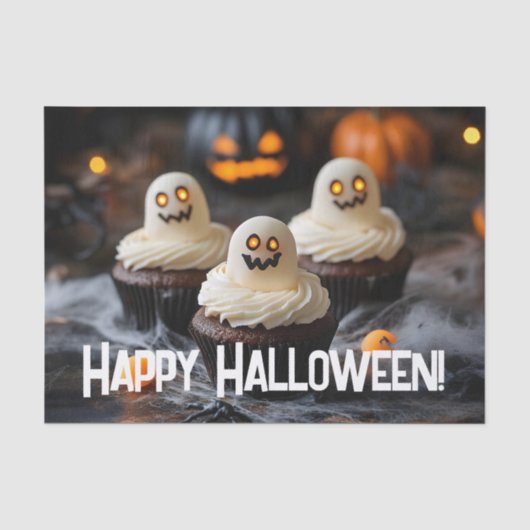 ハロウィン不気味カップケーキデザイン 薄葉紙 (正面)