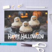 ハロウィン不気味カップケーキデザイン 薄葉紙 (クラフト)