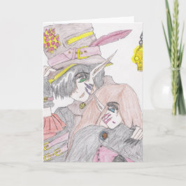 ハロウィン不気味カップル色鉛筆スケッチ カード