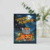 ハロウィン不気味カボチャ猫 シーズンポストカード (スタンド正面)