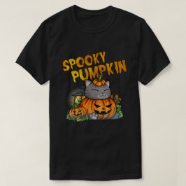 ハロウィン不気味カボチャ猫 Tシャツ