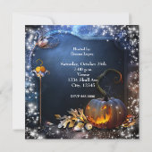 ハロウィン不気味カボチャ魔法パーティの招待状 招待状 (裏面)