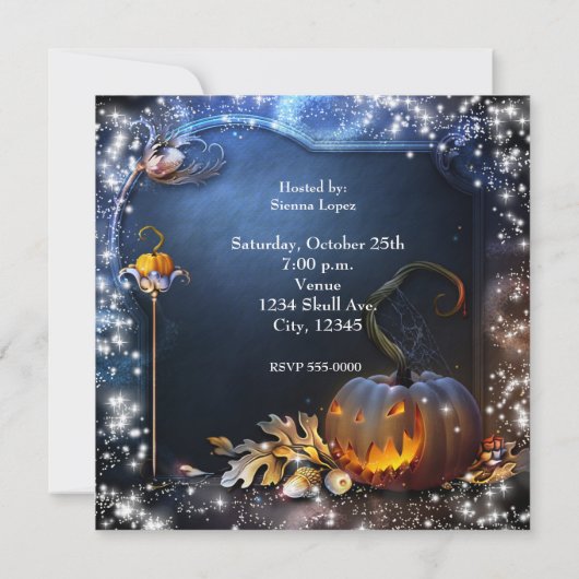 ハロウィン不気味カボチャ魔法パーティの招待状 招待状 (裏面)