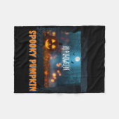 ハロウィン不気味カボチャ フリースブランケット (正面(横))