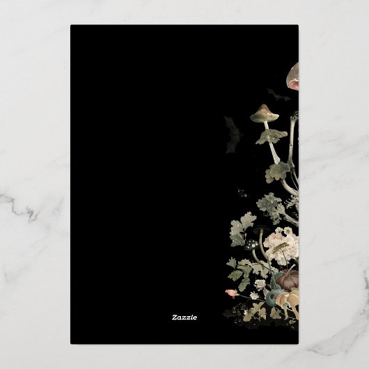 ハロウィン不気味ガーデンコスチューム&カクテルブラック 箔招待状 (裏面)