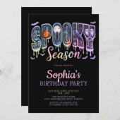 ハロウィン不気味ガールバースデーパーティー 招待状 (正面/裏面)