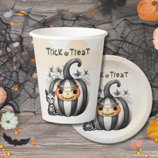 ハロウィン不気味キットンブラックパンプストライプのキン 紙コップ