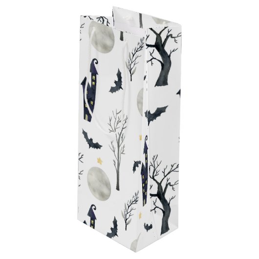 ハロウィン不気味キャッスルムーンこうもりツリー ワインギフトバッグ (正面アングル)