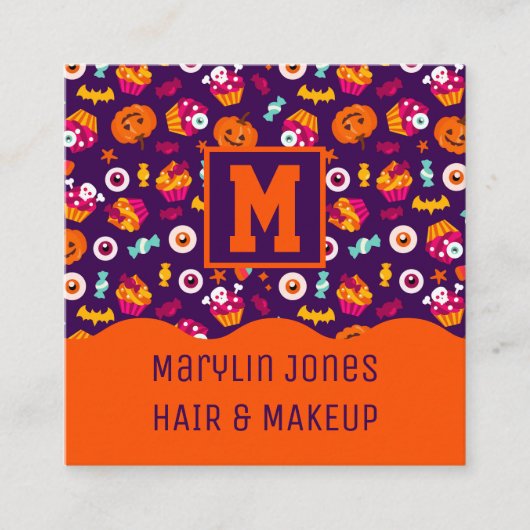 ハロウィン不気味キャンディをトリックまたは治療する スクエア名刺 (正面)