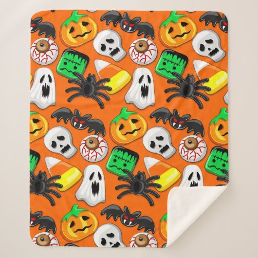 ハロウィン不気味キャンディパーティー シェルパブランケット (正面)