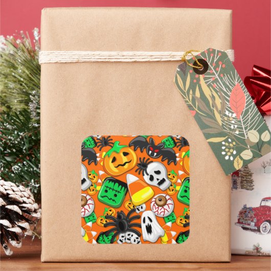 ハロウィン不気味キャンディパーティー スクエアシール (クリスマス)