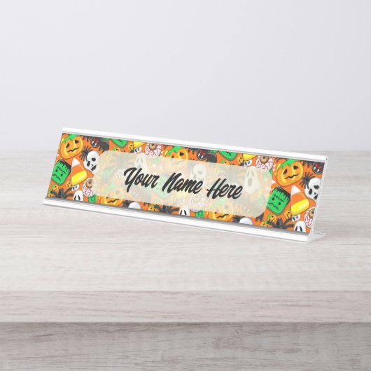 ハロウィン不気味キャンディパーティー デスクネームプレート (正面)