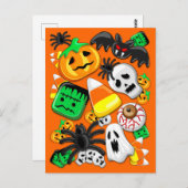 ハロウィン不気味キャンディパーティー ポストカード (正面/裏面)
