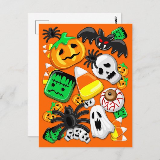 ハロウィン不気味キャンディパーティー ポストカード (正面/裏面)