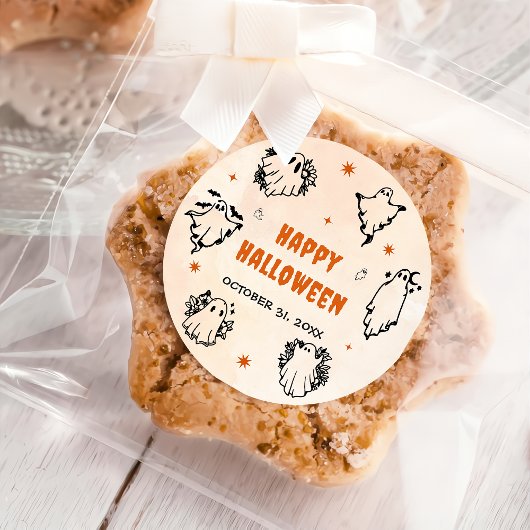 ハロウィン不気味キュート幽霊 ラウンドシール