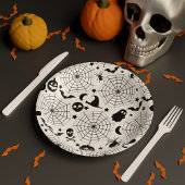 ハロウィン不気味クモの巣 ペーパープレート