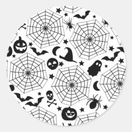 ハロウィン不気味クモの巣 ラウンドシール
