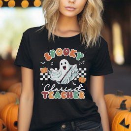 ハロウィン不気味クラリネット先生音楽Tシャツ Tシャツ