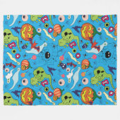 ハロウィン不気味グラフィックコレクション フリースブランケット (正面(横))