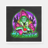 ハロウィン不気味グリーンウィッチ魔法ハットアップル スタンダードランチョンナプキン (正面)