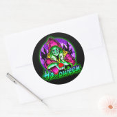 ハロウィン不気味グリーンウィッチ魔法ハットアップル ラウンドシール (封筒)