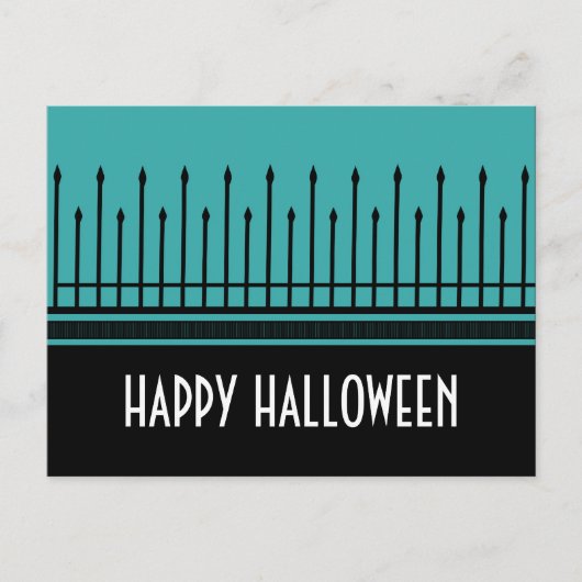 ハロウィン不気味ゲートはがき、ターコイズ ポストカード (正面)