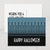 ハロウィン不気味ゲートはがき、青 ポストカード (正面/裏面)