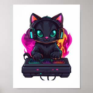 ハロウィン不気味ゲーマーキャット ポスター