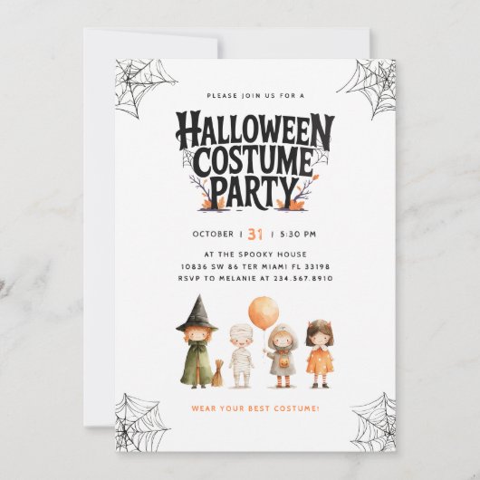 ハロウィン不気味コスチュームパーティー招待状 招待状 (正面)