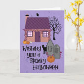 ハロウィン不気味コテージ墓地 カード (黄色い花)