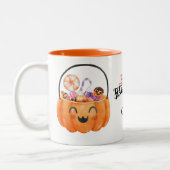 ハロウィン不気味コーヒー用のかわいいパーソナライズドマグカップ ツートーンマグカップ (左)