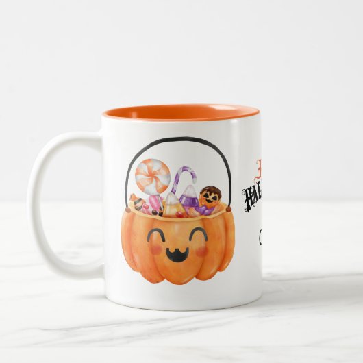 ハロウィン不気味コーヒー用のかわいいパーソナライズドマグカップ ツートーンマグカップ (左)