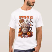 ハロウィン不気味コーヒーTシャツのカップに入った幽霊 Tシャツ (正面)