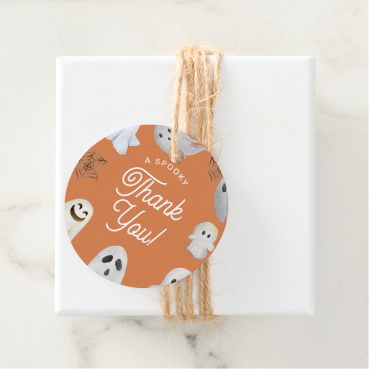 ハロウィン不気味サンキューオレンジ幽霊たち フェイバータグ (インサイチュ)