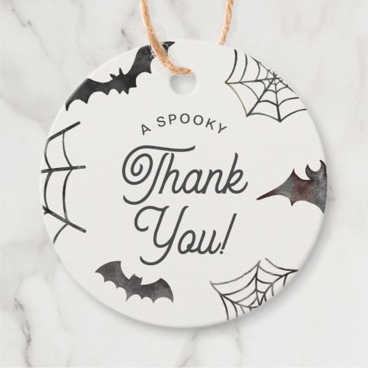 ハロウィン不気味サンキューグレーこうもり&スパイダーウェブ フェイバータグ (正面)