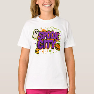 ハロウィン不気味シティグラフィティユニセックス服 Tシャツ