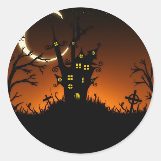 ハロウィン不気味シルエット ラウンドシール (正面)