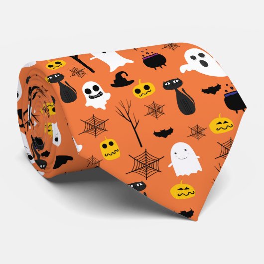ハロウィン不気味シンボルクラシック色パターン ネクタイ (ロール)