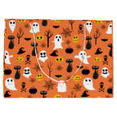 ハロウィン不気味シンボルクラシック色パターン ラージペーパーバッグ (裏面)