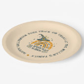 ハロウィン不気味シンボルパターン ペーパープレート (アングル)