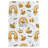 ハロウィン不気味シンボルパターン ミディアムペーパーバッグ (裏面)