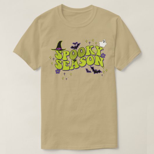 ハロウィン不気味シーズン怖い波型トリックまたは治療 Tシャツ (デザイン正面)